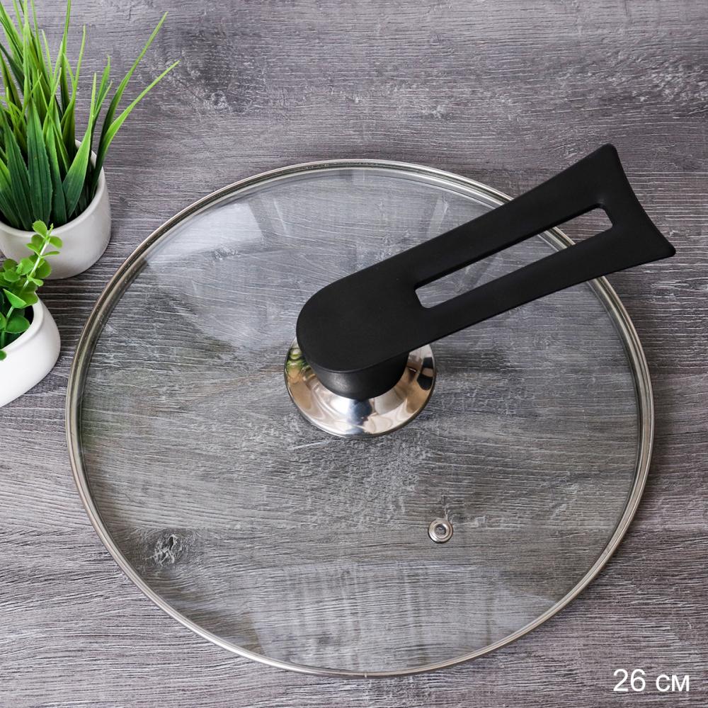 Крышка стеклянная 26 см с длинной бакелитовой ручкой/ VX-26 /уп 40/