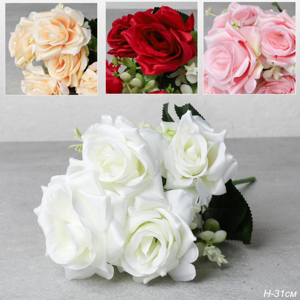 Цветок искусственный Букет роз 31 см / 149NA-40 /уп 2/3000//600/