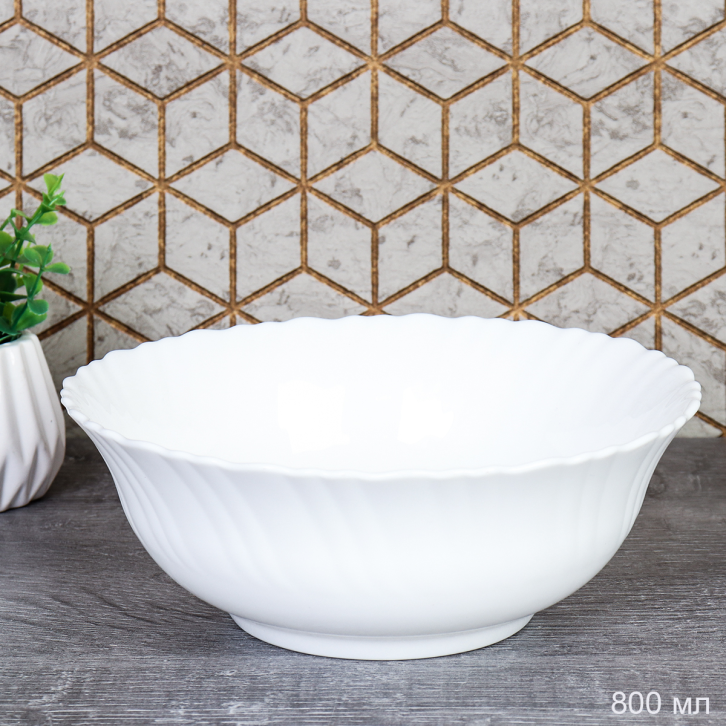 Тарелка глубокая суповая 800 мл Тюльпан Богатырь белая  LHBW-70 (WHITE) /уп 48/ 730546