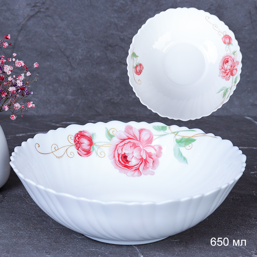 Салатник 650 мл 175 мм тарелка глубокая / TW-70 (7251) /уп 48/ Пионовидная роза