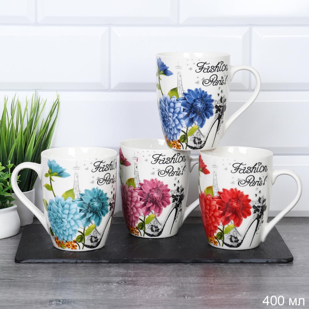 Кружка 400 мл Цветы / WM0159 /уп 72/ ПРОМО АКЦИЯ