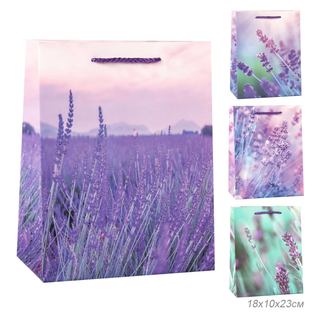 Пакет подарочный 18x23x10см Лаванда / 3205M /уп 12/720/
