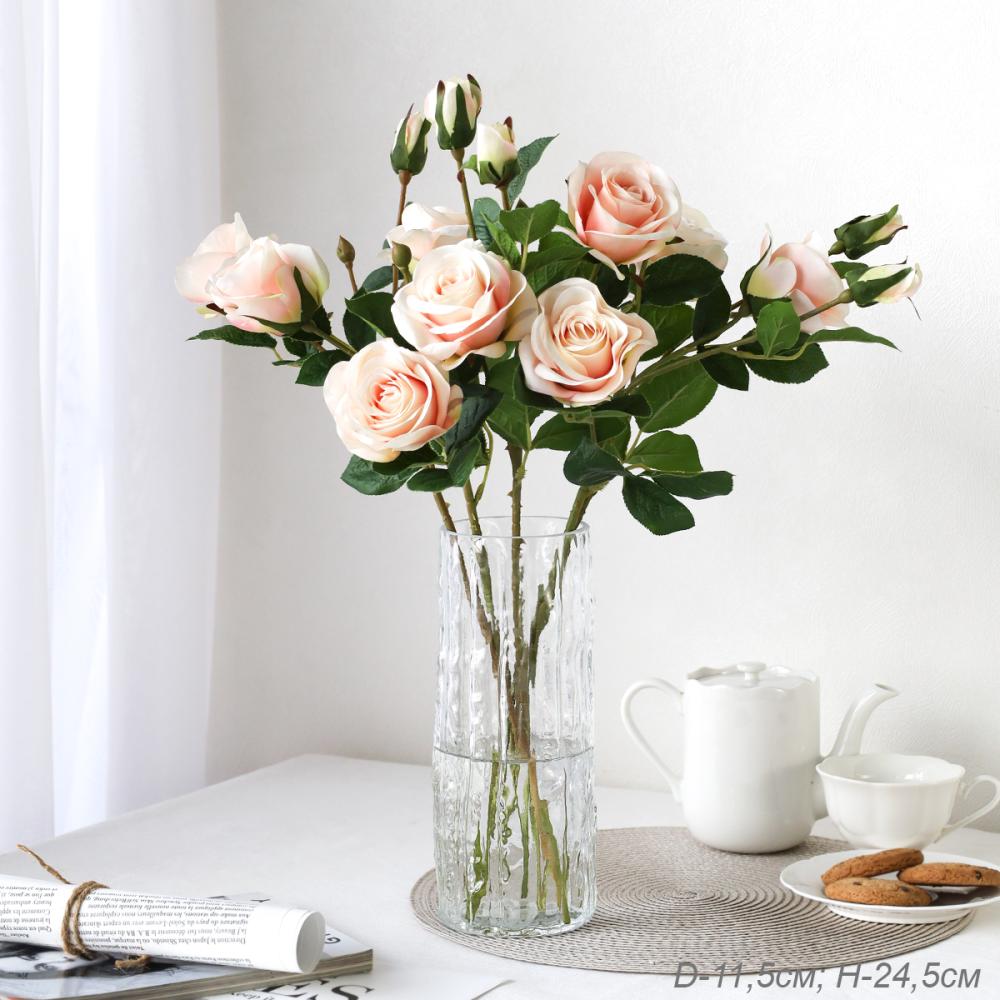 Ваза для цветов 25 см прозрачная / WRD-164 /уп 24/ без и/уп