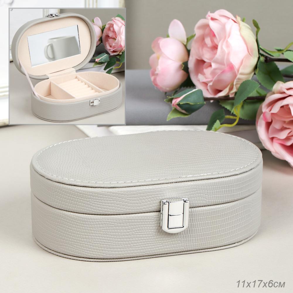 Шкатулка для украшений 11х17х6 см / 159-1 /уп 96/ Серая/ 738372