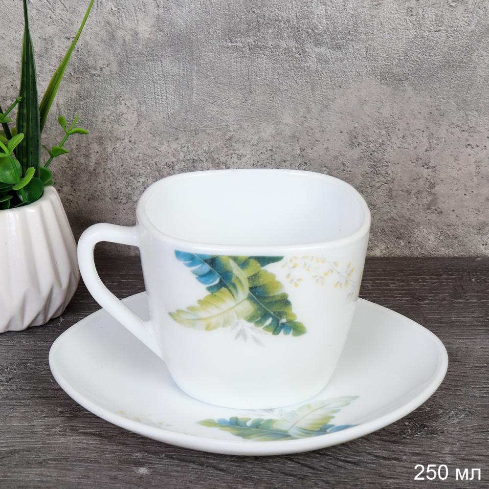 Чайная пара 250 мл квадратная ПАРА / GRAY-FXB220/12 (7166) / Папоротник