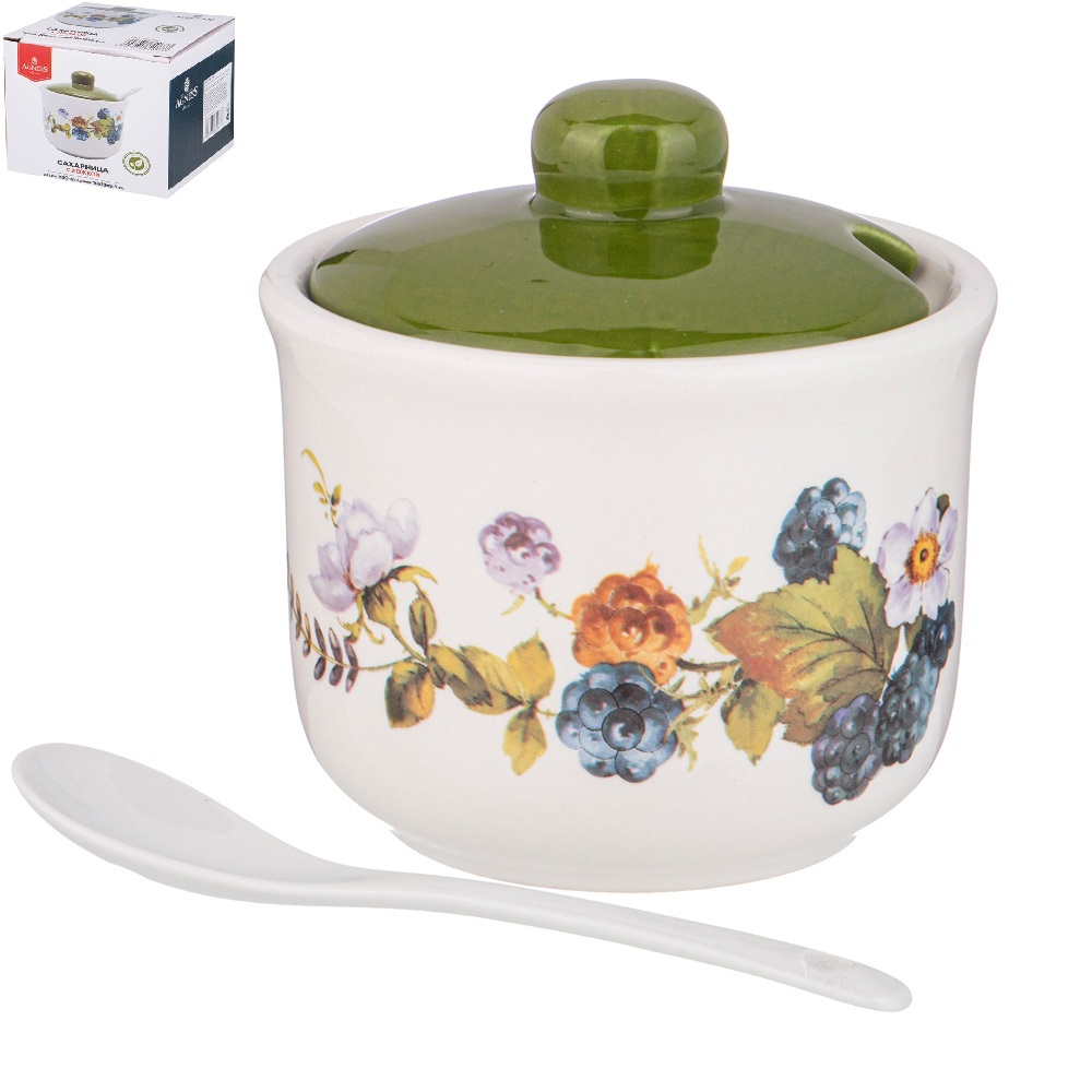 Сахарница с ложкой Agness Урожай 300 мл / 358-2087 /уп 36/ 10*9 см