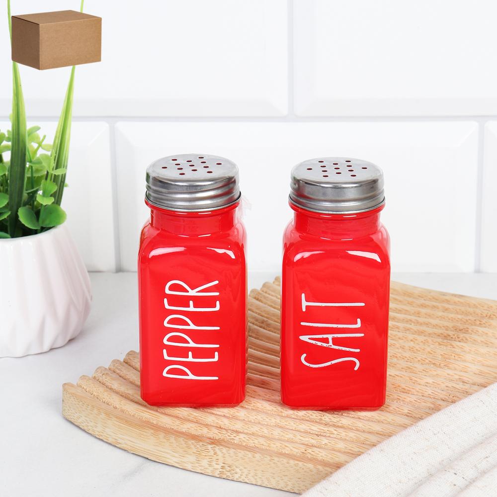 Набор для специй 2 предмета / NSR-046 /уп 100/ Стекло/ Красный