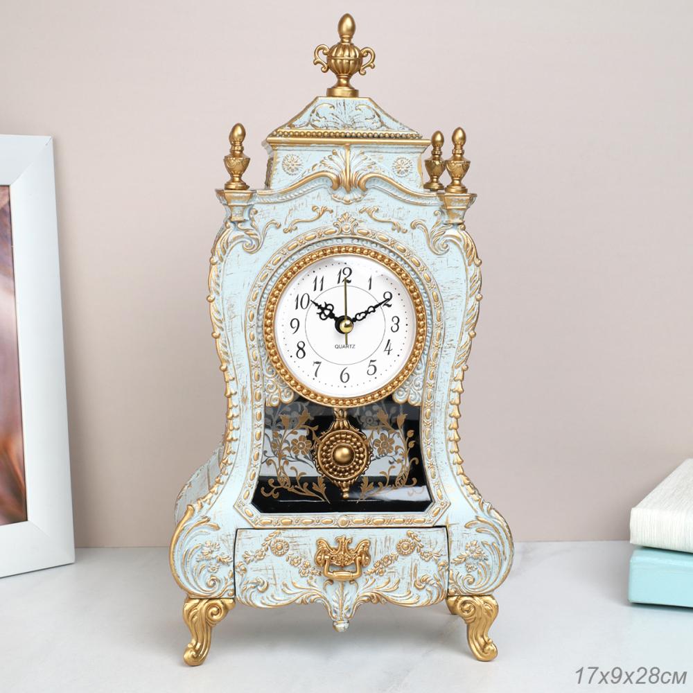 Часы настольные 28 см серо-голубой / 74-27 /уп 18/ музыкальные