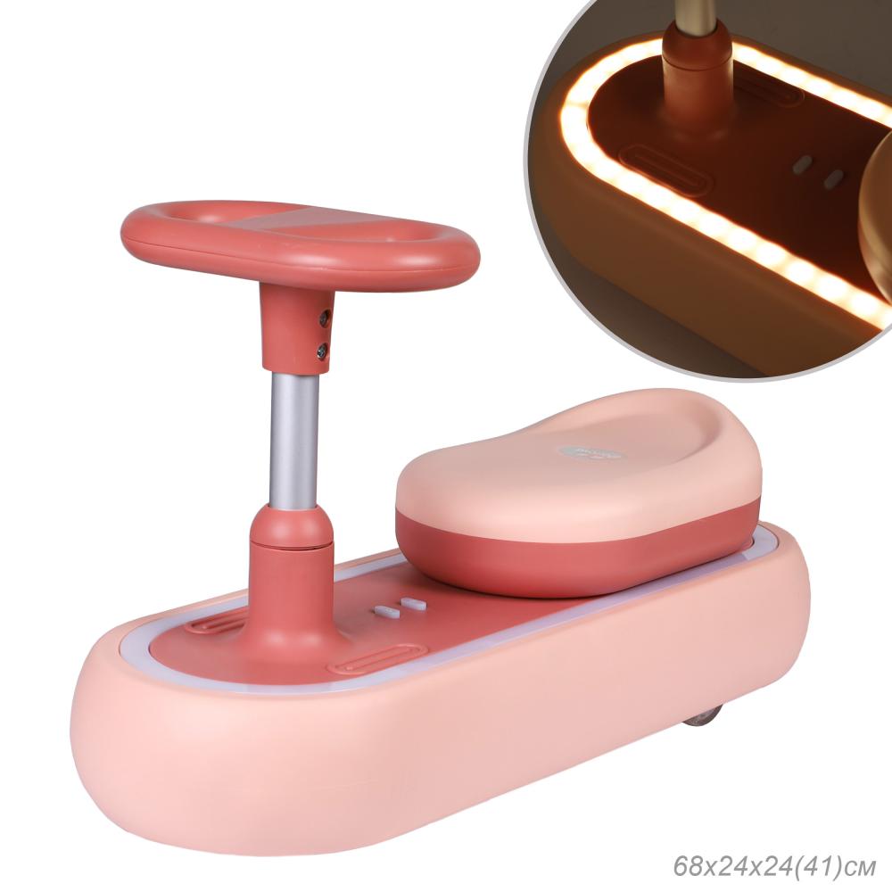 Толокар COMIRON QT-8062 / светящиеся PU колеса 70 мм / Розовый / уп4