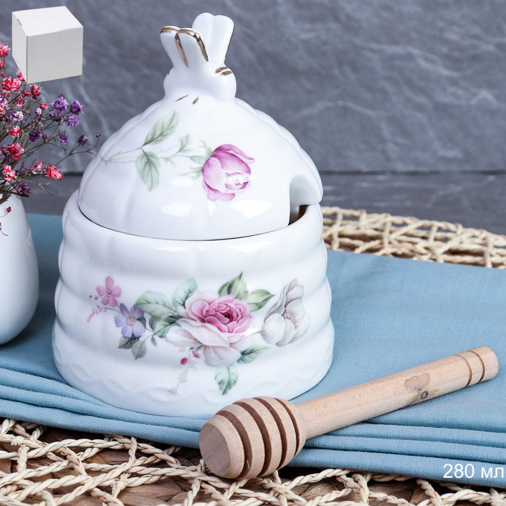 Банка для меда 280 мл / FY22004 /уп 36/ Нежные розы