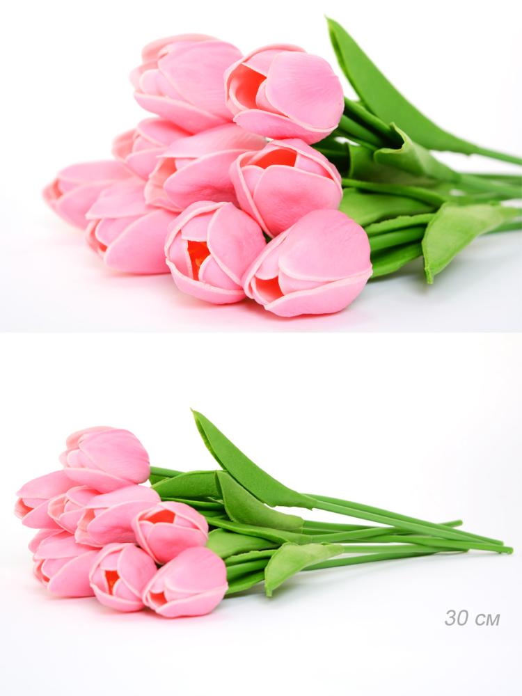 Цветок искусственный Тюльпан 30 см розовый / 18-4/9 /уп 10/120/1440/ латекс