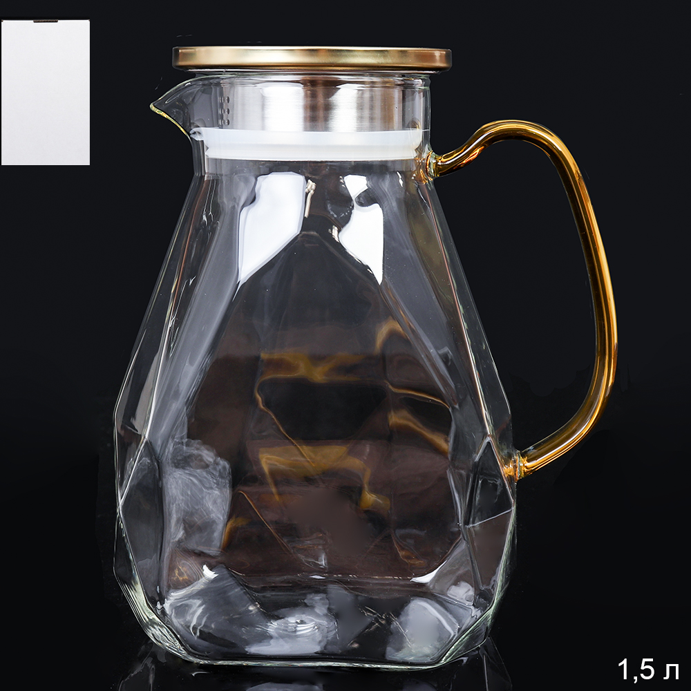 Кувшин 1500 мл стеклянный / GT-35-65 /уп 36/ Металлическая крышка