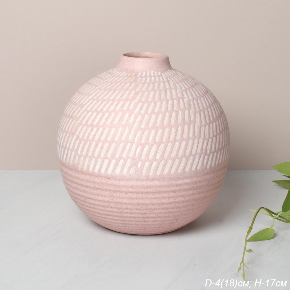 Ваза 17 см круглая розовая / YBN-87 /уп 6/