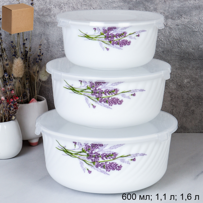 Форма для холодца с крышкой 3 предмета / GRAY-HDW3B (7131-3) /уп 12/ Букет лаванды / 734521