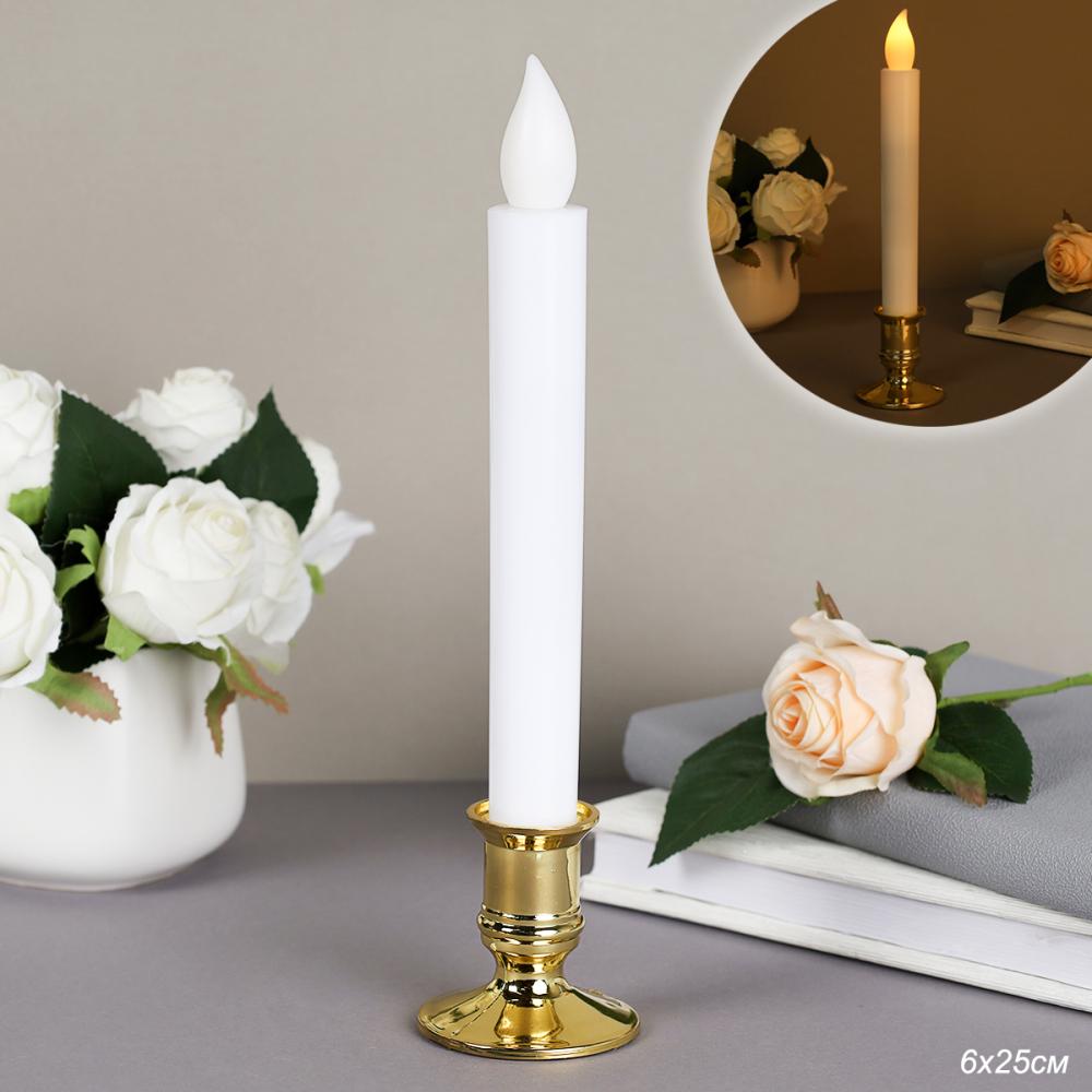 Свеча светодиодная 25 см в подсвечнике / VFR-48 /уп 2/480/