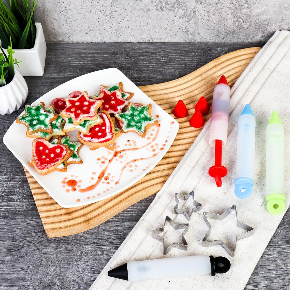 Кондитерский набор формы для печенья Звезда + карандаш для декорирования / SH-1525/KB-180 /уп / ПРОМО АКЦИЯ