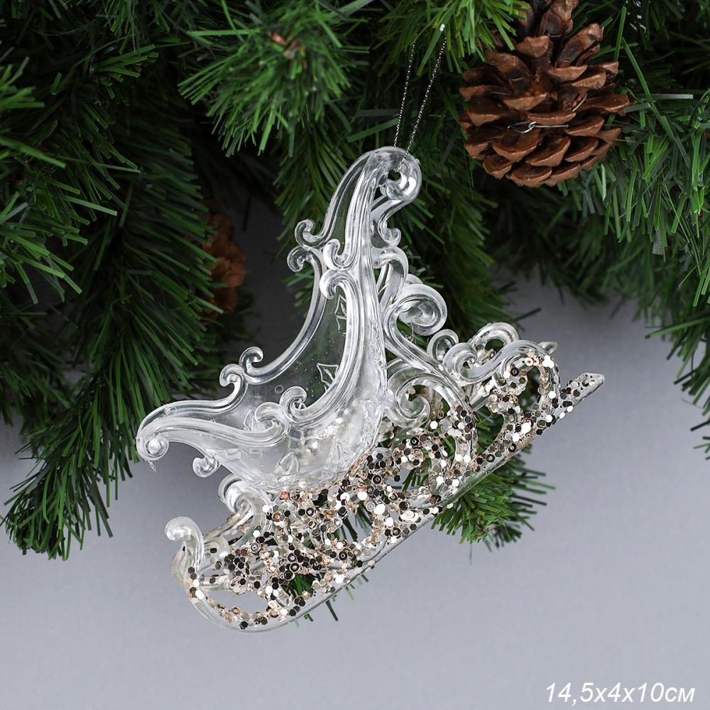 Новогоднее украшение Сани 14,5х10х4 см / WF-189 /уп 240/