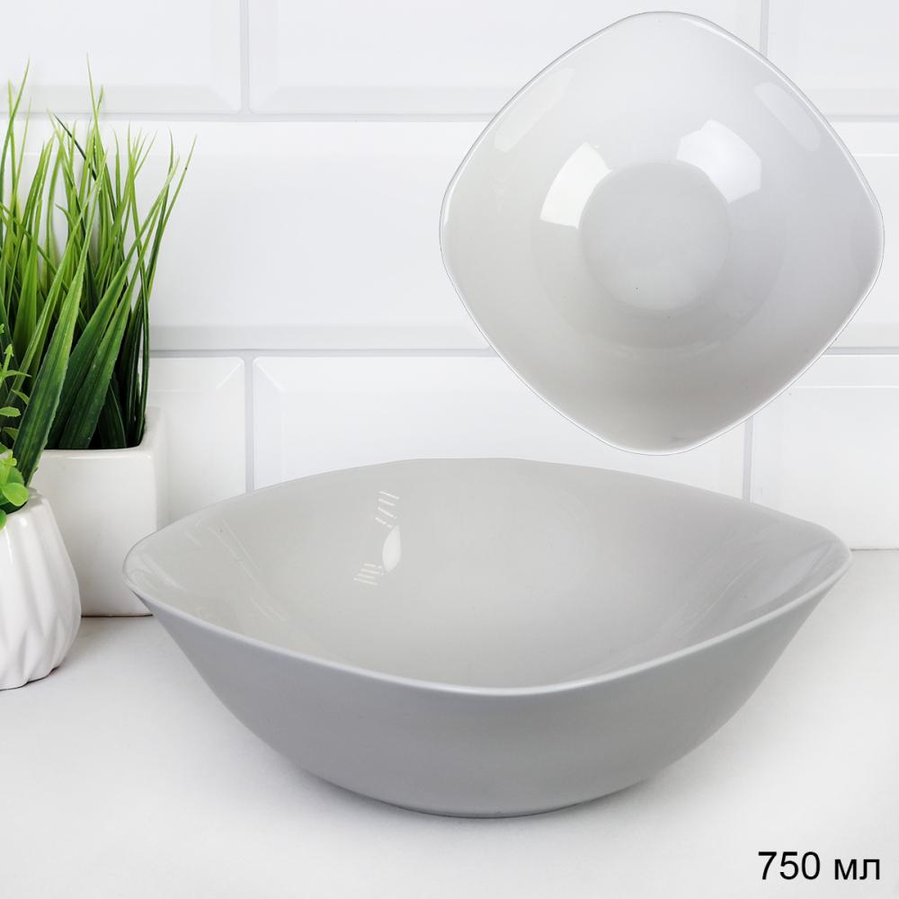 Тарелка квадратная суповая 750 мл Серый  GR-SQ-FLFW75 /уп 48/ 740267