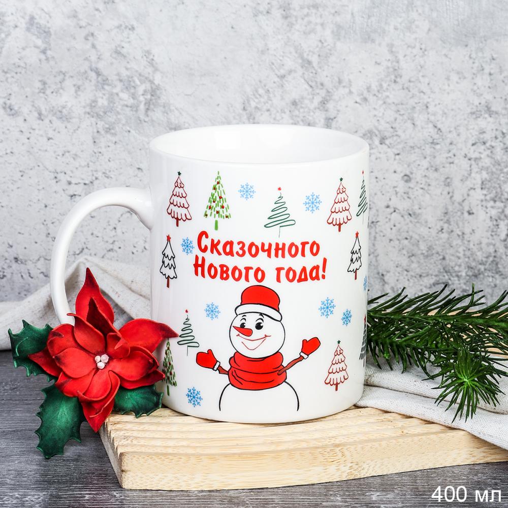 Кружка 400 мл Елки Снеговик / TR-522-S /уп 72/новогодняя