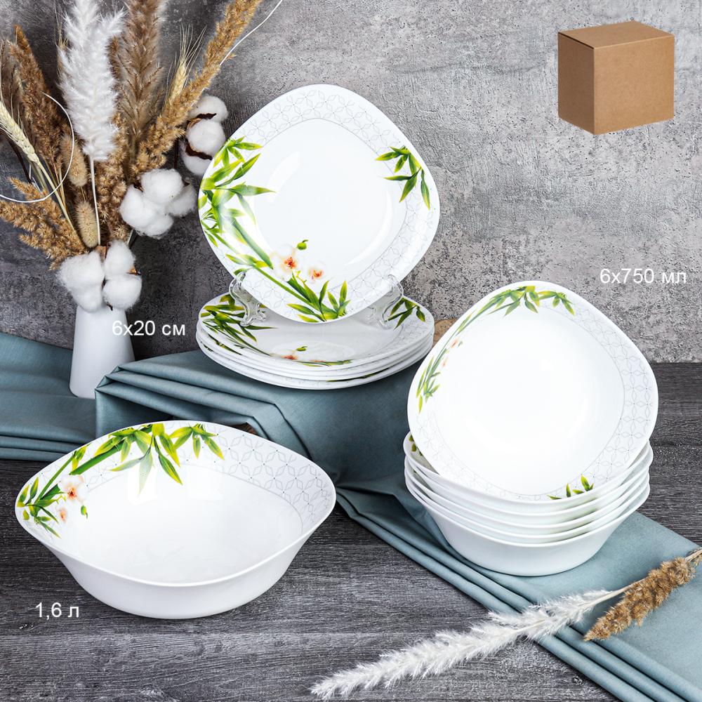 Столовый набор 13 предметов квадратный / GRAY Sq13/87595-L (6773) /уп 2/ Бамбук с орхидеей