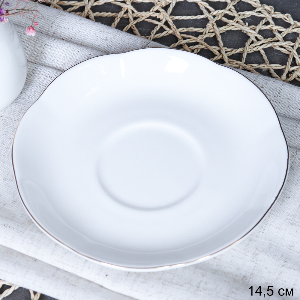 Блюдце 14,5 см / K15-029B /уп 4/ восточная форма костяной фарфор