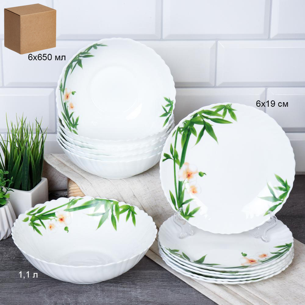 Столовый набор 13 предметов / GRAY-13/7578 (6773) /уп 2/ Бамбук с орхидеей