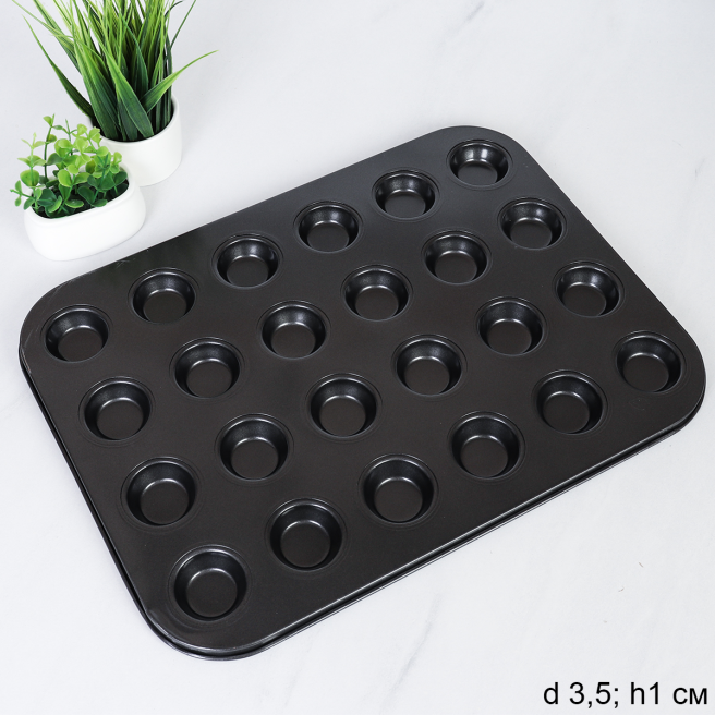 Форма для выпечки кексов и тарталеток 24 ячейки 35х26 см / d-3,5;h-1,5 / FDV24 /уп 60/ 0,305