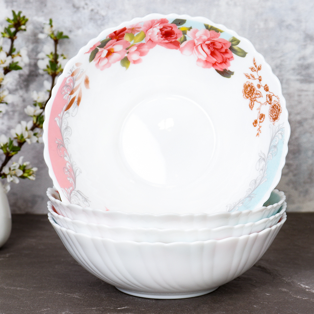 Набор суповых тарелок 4 штуки 650 мл 175 мм / TW-70 (6801) Розы на голубом/706180