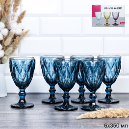 Бокал для вина 350 мл / KF-034-3 / синий / ШТУЧНО