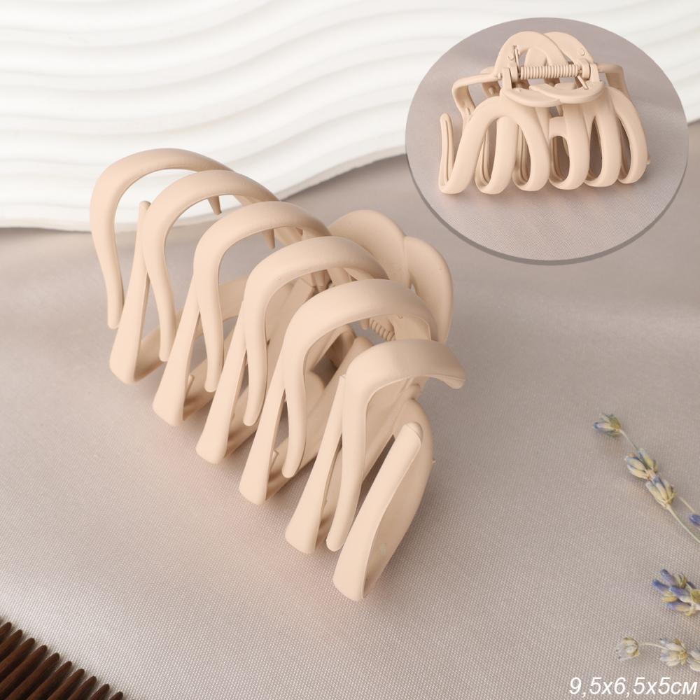 Заколка краб для волос 9,5 см / NSAЕ-49А /уп 28/100/бежевый