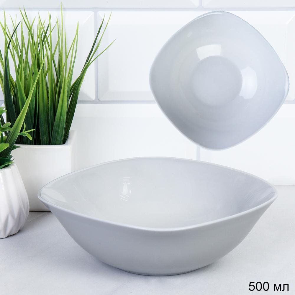 Салатник квадратный 500 мл 165 мм Серый цвет тарелка глубокая GR-SQ FLFW65 /уп48/