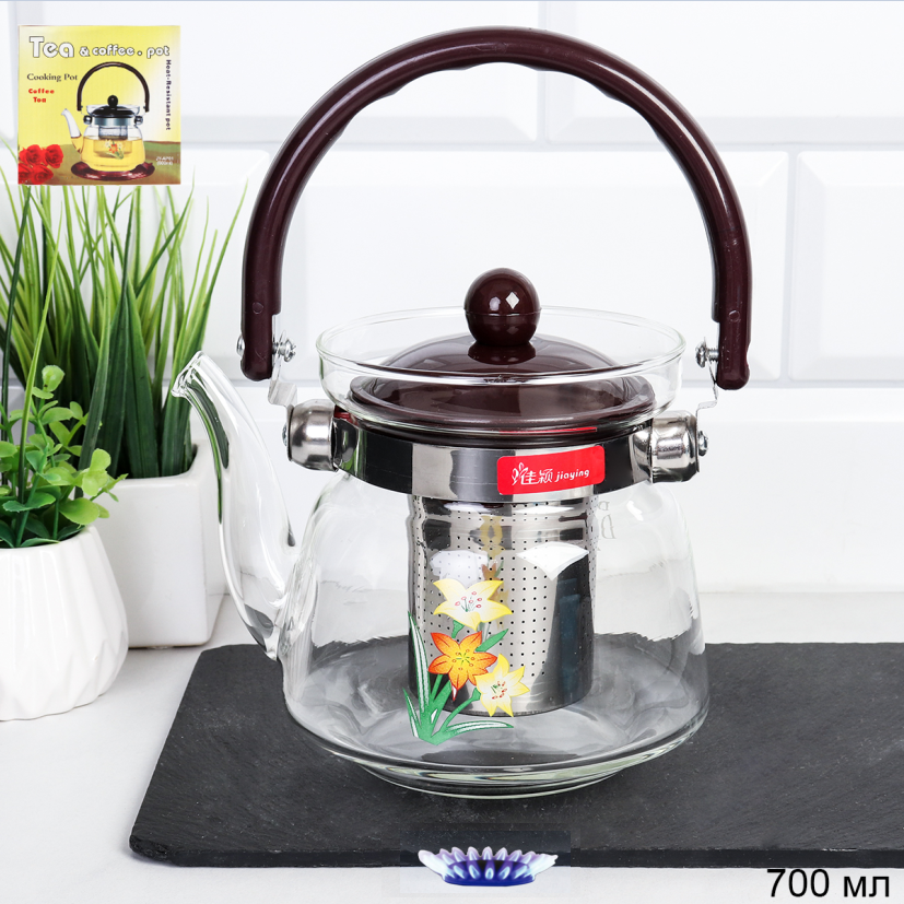 Чайник 700 мл жаропрочное стекло / AP01(600) /уп 45/