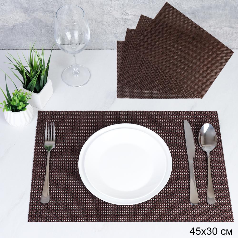 Салфетка для стола 4 штуки Плетение / HS-2 /уп 90/ Коричневая