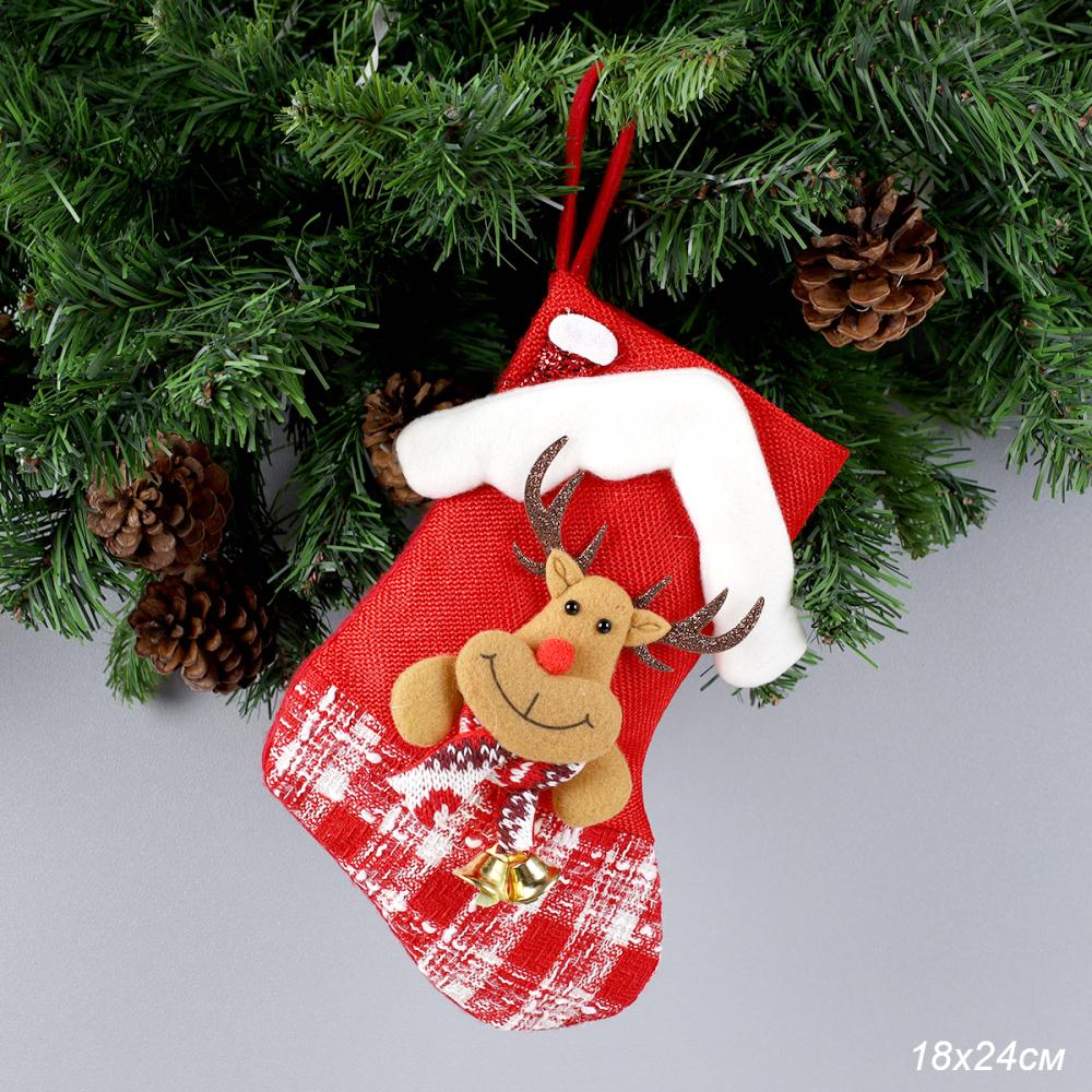 Новогоднее украшение Олень 18х24 см / NA133 /уп 60/носок для подарков