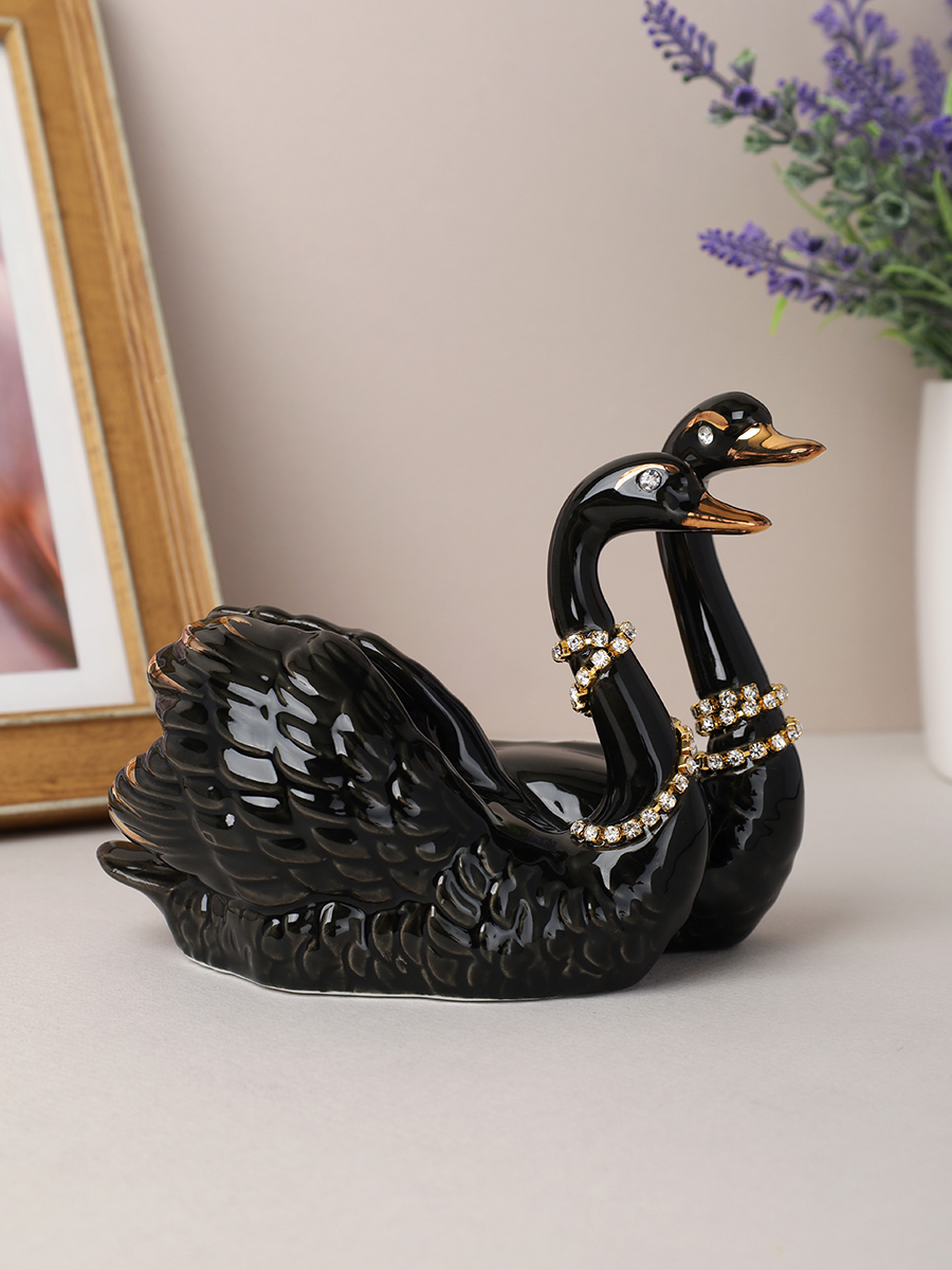 Статуэтка Лебеди черные 13х10 см / B3028-4A /уп 36/стразы