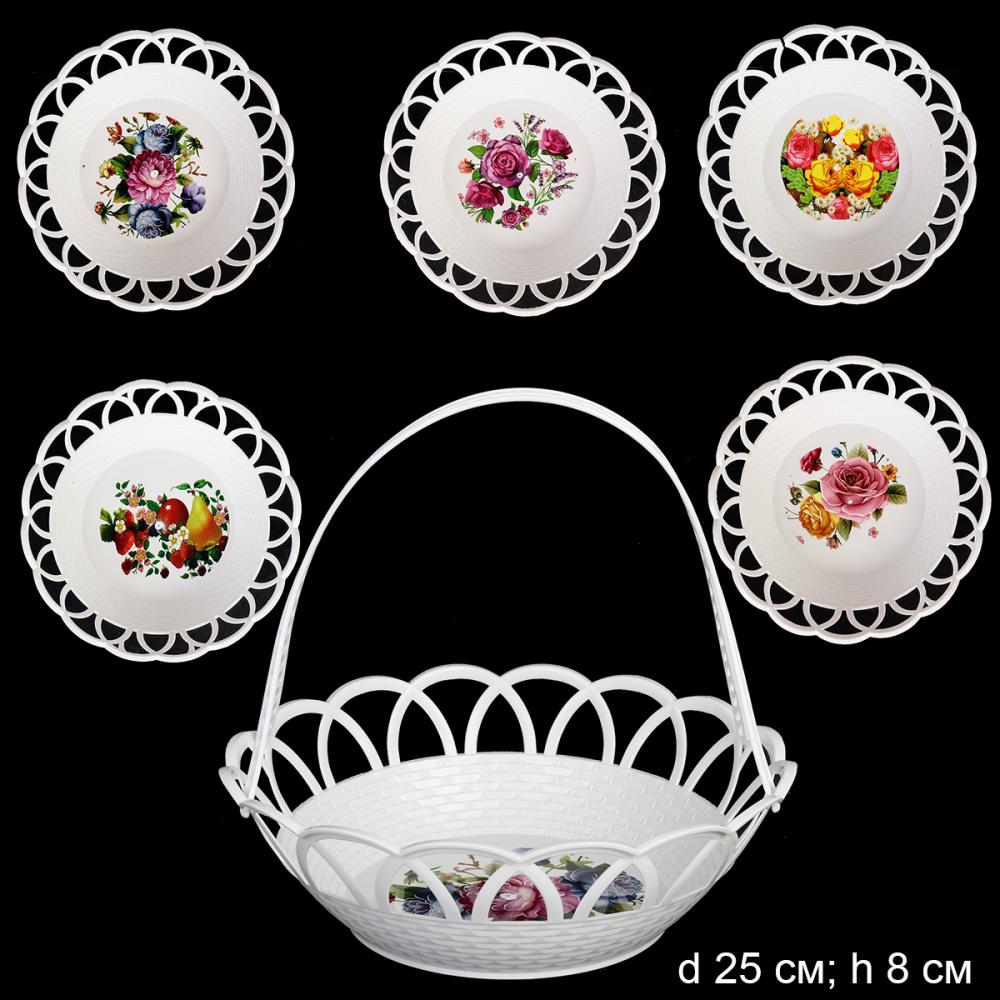 Ваза корзина с ручкой 26x8 см / JCA188H /уп 200/ белая