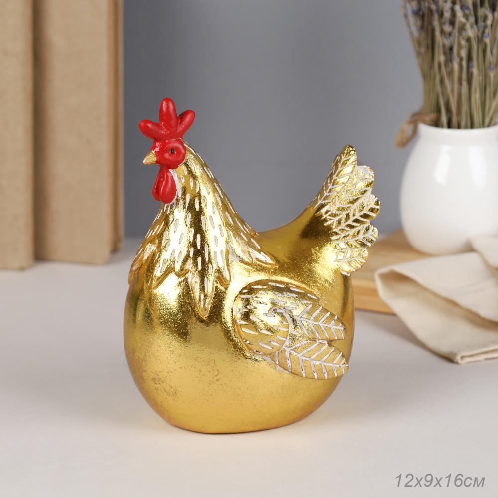 Статуэтка Курица 12х9х16 см Золотая / LY243715-A Gold /уп 48/