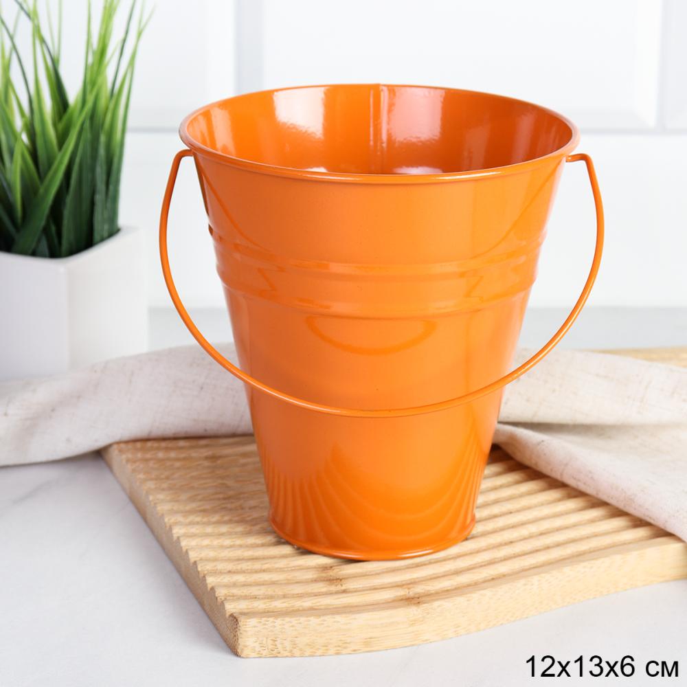Ведерко для сервировки 12х13х6,5см / O-YW29841 /уп 144/ Оранжевое
