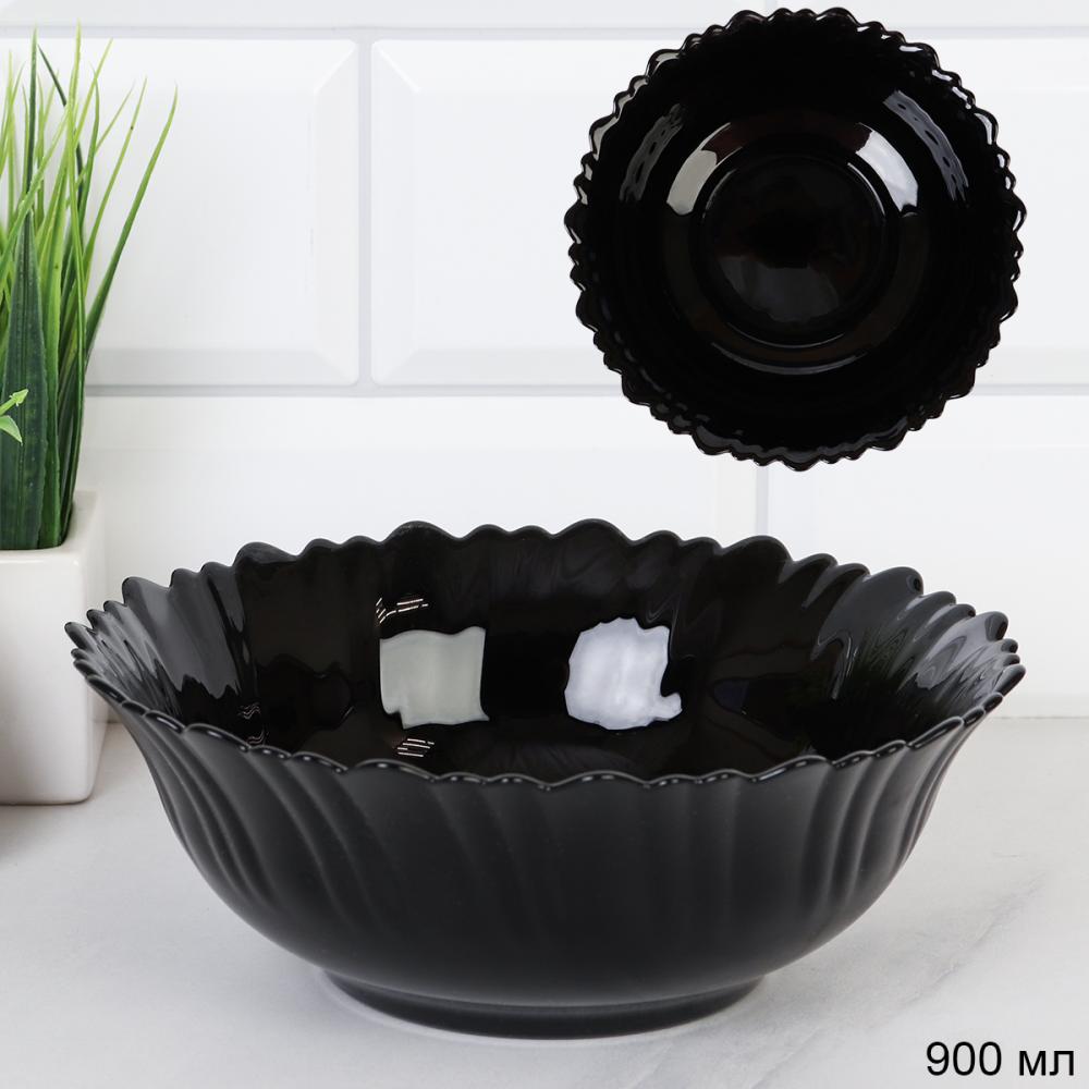 Салатник 900 мл тарелка глубокая Тюльпан черный / B-LTW70 /уп 6/48/