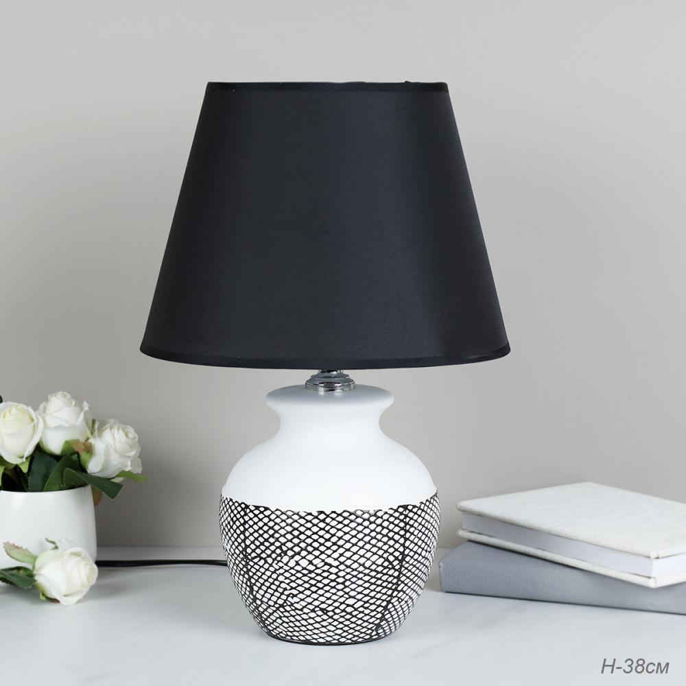 Светильник настольный 38 см / YM220317  белый с черным абажуром 713810