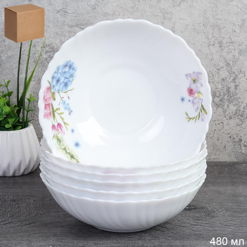 Набор суповых тарелок 6 штук 480 мл 155 мм / TW-60 (7365) /уп 12/ Гортензия