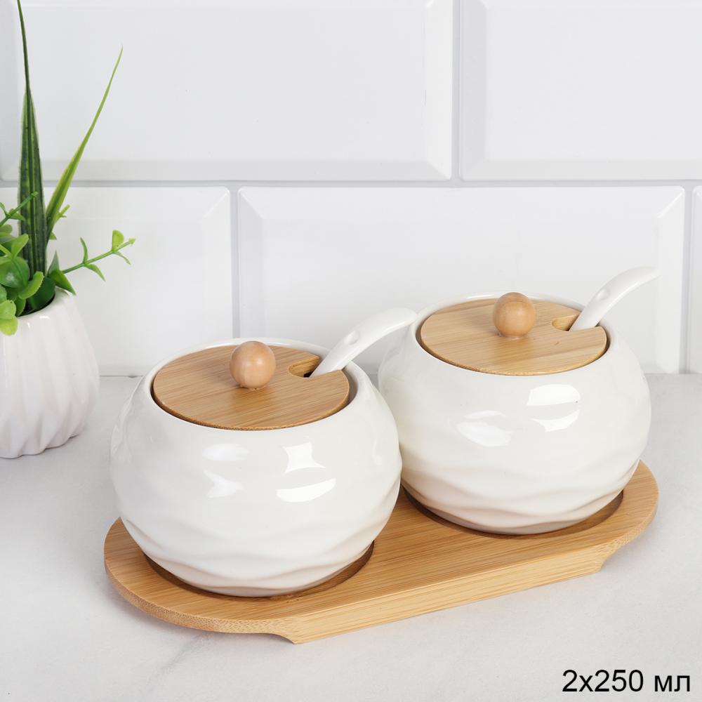 Набор для специй 2 предмета с ложкой 250 мл / CF112-1 /уп 36/ на подставке