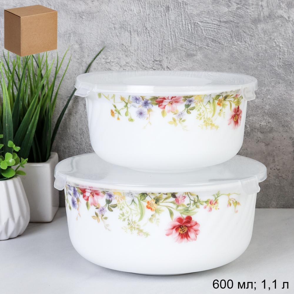 Салатник с крышкой 2 предмета 600 мл, 1600 мл / GRAY-HDW3B (7133) / Весенняя