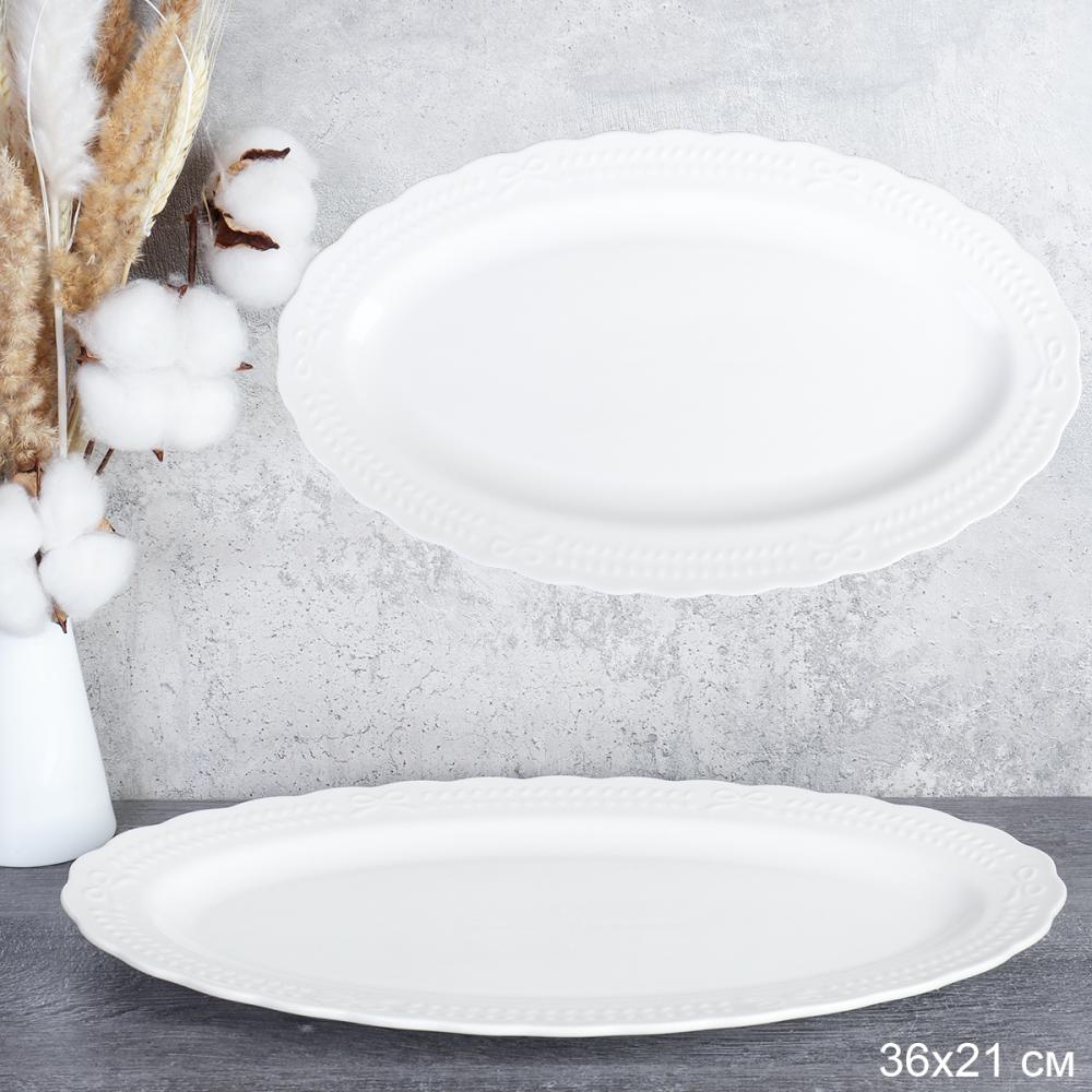 Блюдо овальное 36х21х2 см резное / SWR-33 /уп 18/