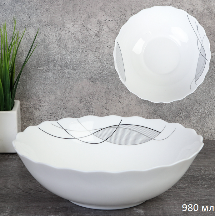 Тарелка глубокая суповая 980 мл 203 мм  / HW80 (2029) /уп 6/36/ Абстракция Волны/735534