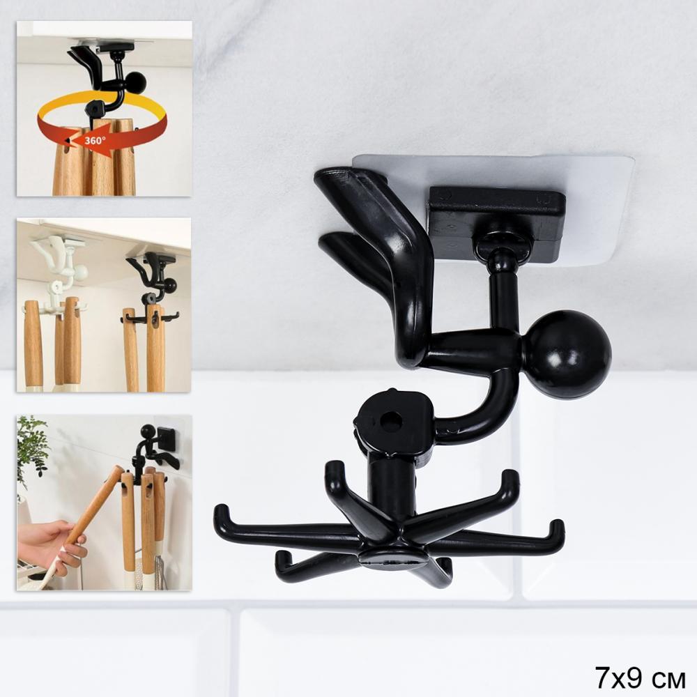 Крючок настенный самоклеящийся Человечек универсальный / K-705 /уп 200/ черный