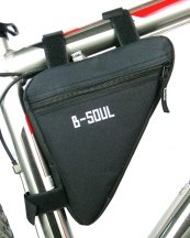 Сумка велосипедная подрамная BICYCLE SOUL, с боковой молнией, крепление velcro, чёрная 20х18,5х4см.