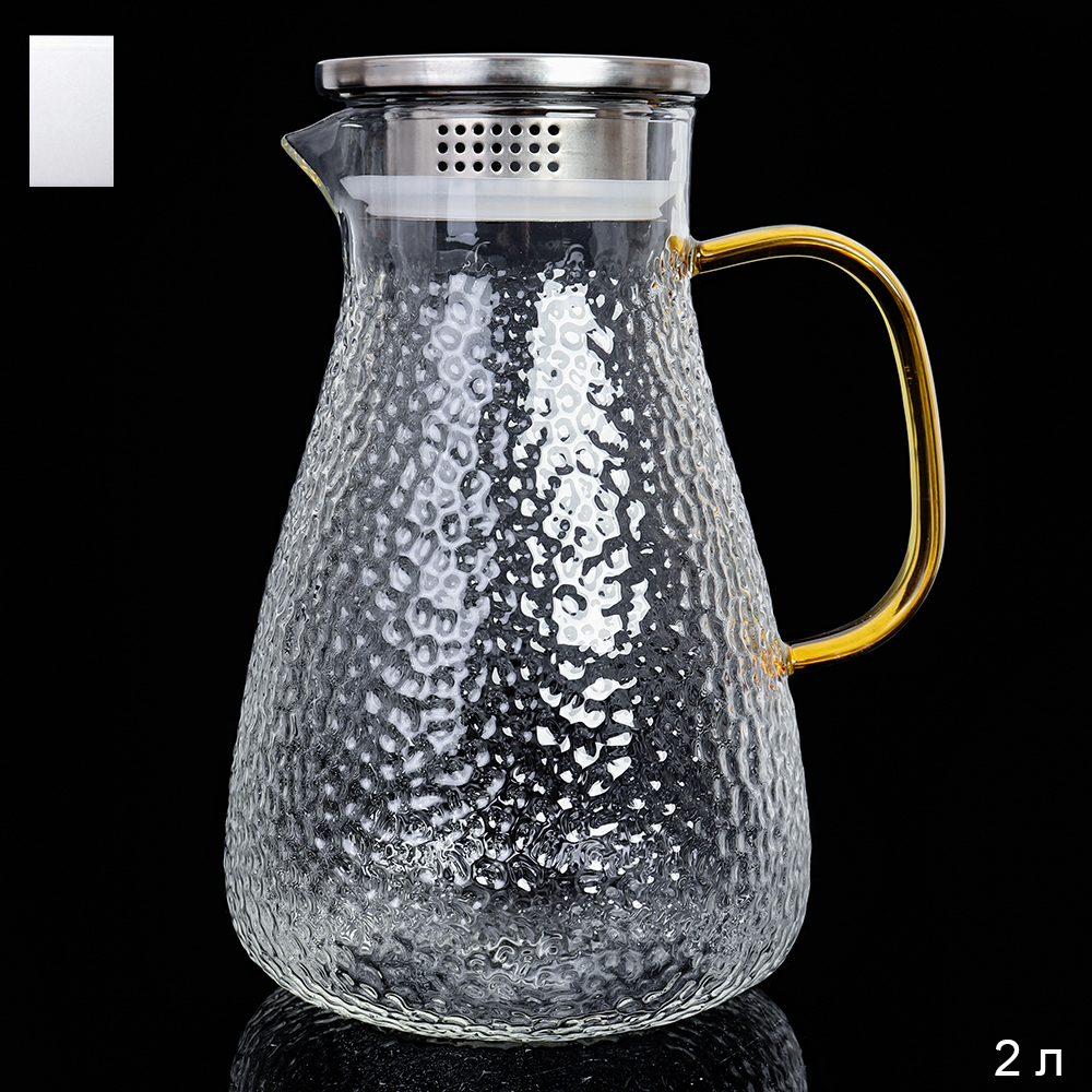 Кувшин 2000 мл стеклянный / LCWJ7704 /уп 36/ Металлическая крышка