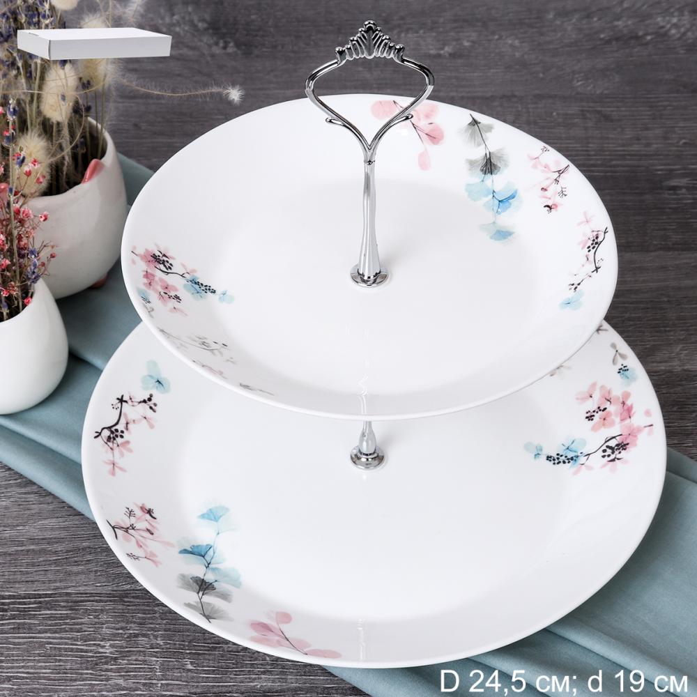 Ваза для фруктов 2-х ярусная / FLMLQP75/95 (19088) /уп 12/ Цветочная