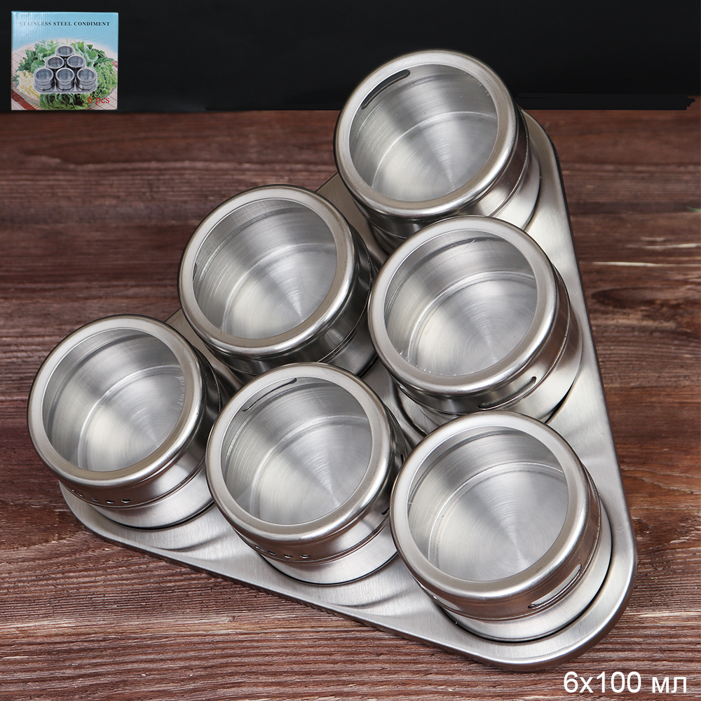 Набор для специй на магните 6 штук 100 мл / YT-578 /уп 30/ ПРОМО АКЦИЯ